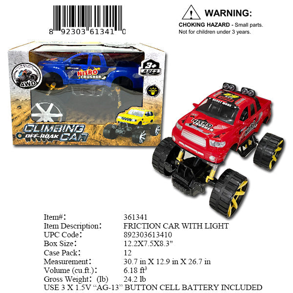 12.2X7.5X8.3"LIGHT UP FRICTION CAR
