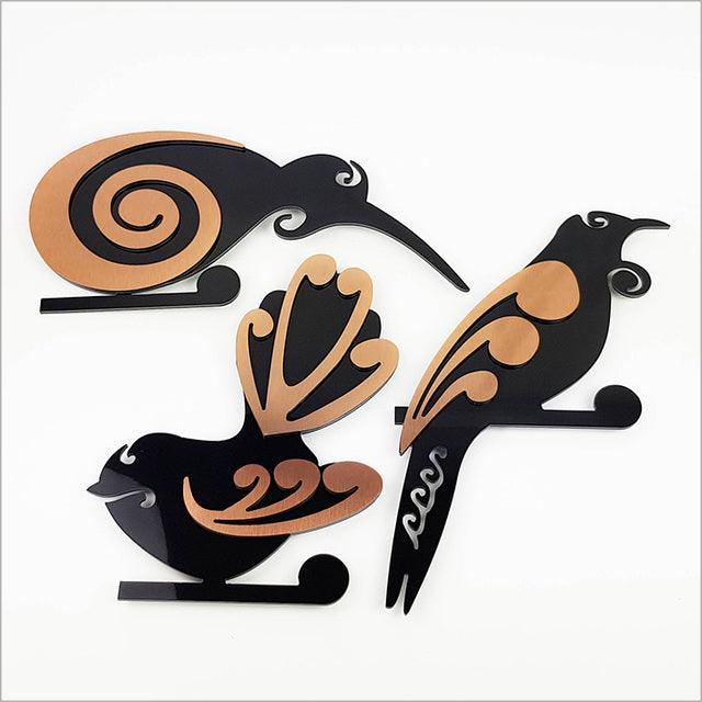 2 - Tone Koru Fantail Bird Wall Art - ShopNZ