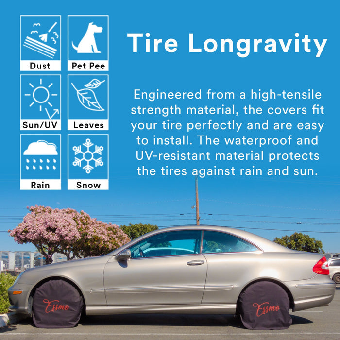 4 Pack Tire Covers, Waterproof Anti-UV Snow Sun Rain Tire Covers for RV,Truck, SUV, Trailer, Camper (29 inches)