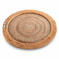 Anchor Round Serving Tray Hand Woven Wicker Rattan - Glass Insert 1