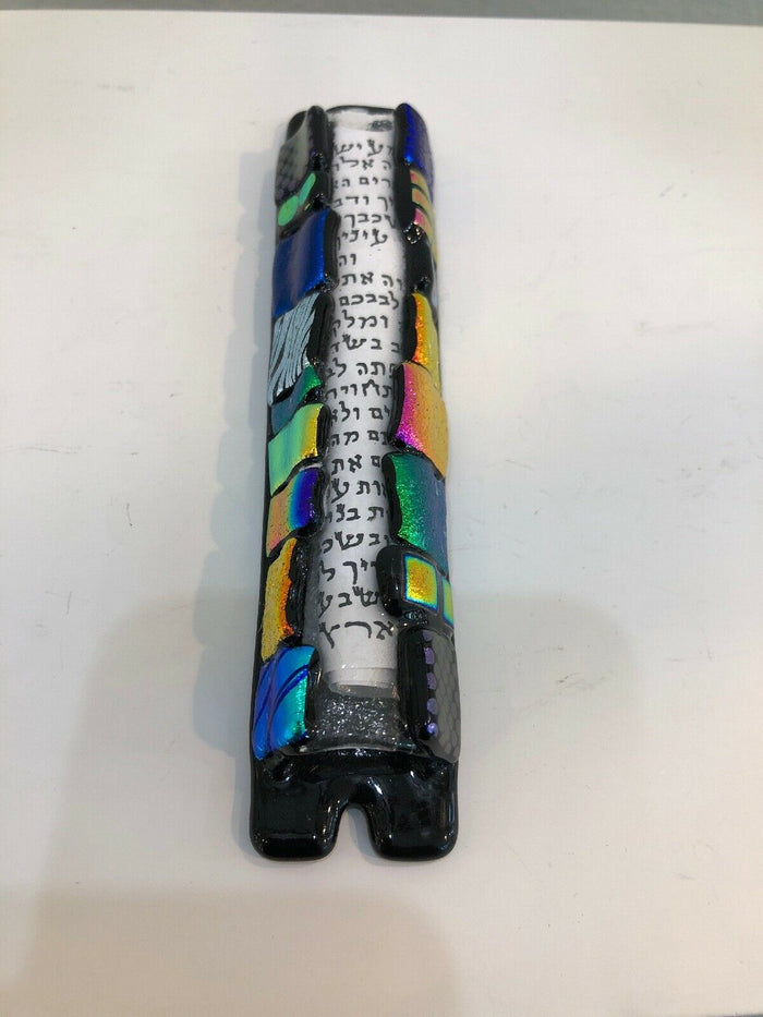 Art Glass Mezuzah Unique Door Jewish Hang Symbol
