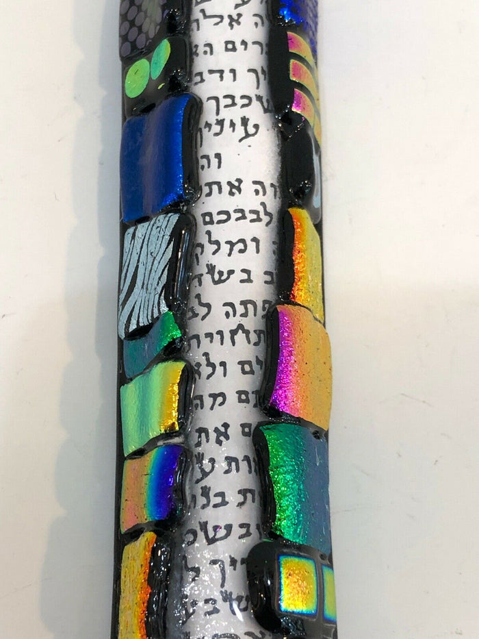 Art Glass Mezuzah Unique Door Jewish Hang Symbol
