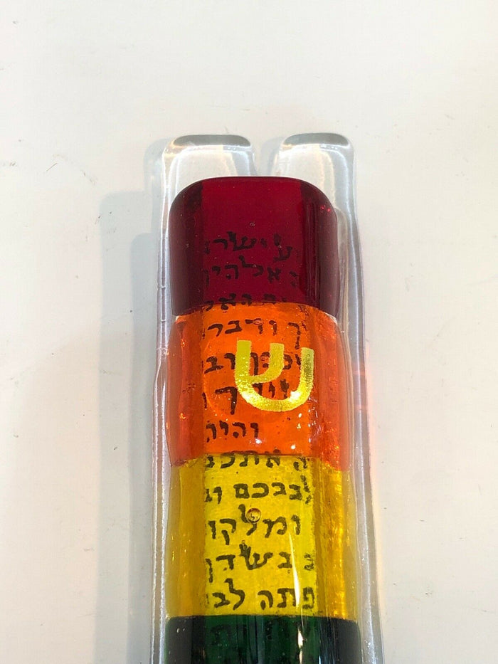 Art Glass Mezuzah Unique Door Jewish Hang Symbol