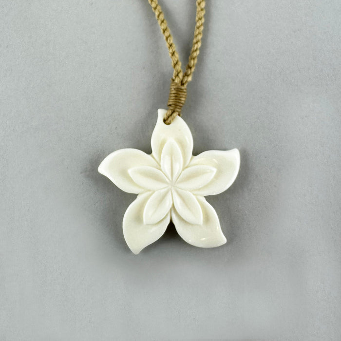 Beautiful Bone Flower Necklace with String Cord - ShopNZ