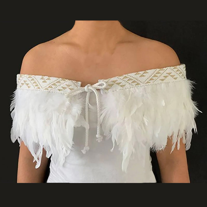 Beautiful Māori White Wedding Korowai Cape - ShopNZ