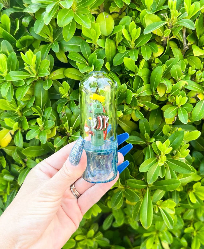 Blue Fumed Sea Reef Glass Hand Pipe