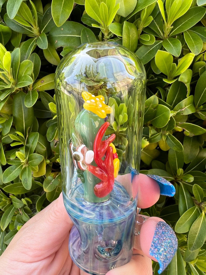 Blue Fumed Sea Reef Glass Hand Pipe