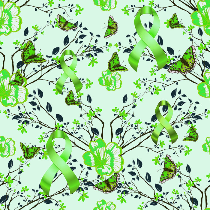 Cancer Fabric, Lymphoma Cancer Fabric, Butterflies Lime Green, Cotton and Fleece 7115 - Beautiful Quilt