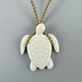 Carved Bone Turtle Necklace with String Cord - ShopNZ