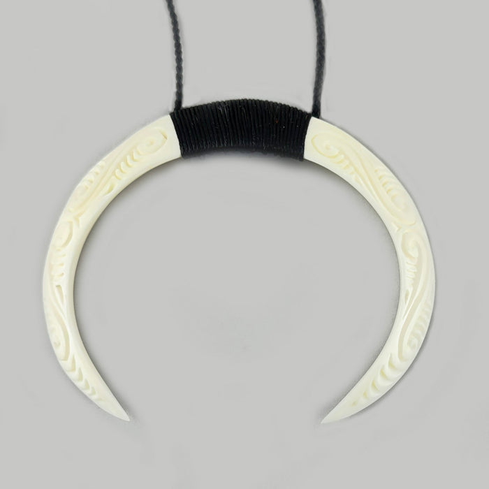 Carved Koru Pig Tusk Necklace - ShopNZ