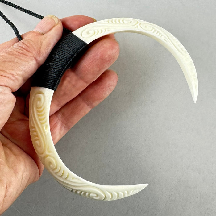Carved Koru Pig Tusk Necklace - ShopNZ