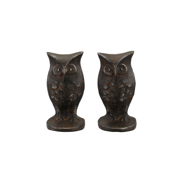 Cast Iron Owl Shaped Bookends, Set of 2