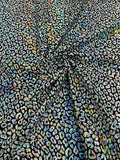 Cheetah Print Spandex Fabric - Black / Silver - Mystique 4 Way Stretch Foil Fabric 58/60" By Yard