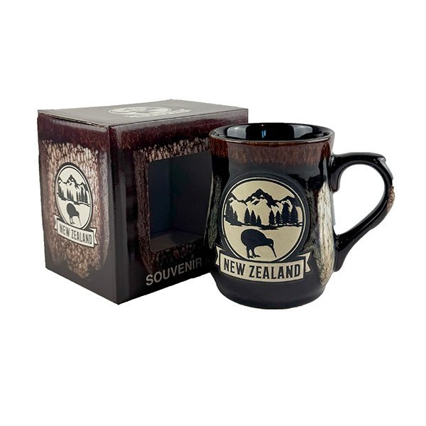 Chocolate Brown Alpine Kiwi Stoneware NZ Mug - ShopNZ