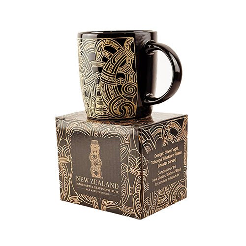 Chocolate Brown Master Carver Designed Maori Tattoo Mug - ShopNZ