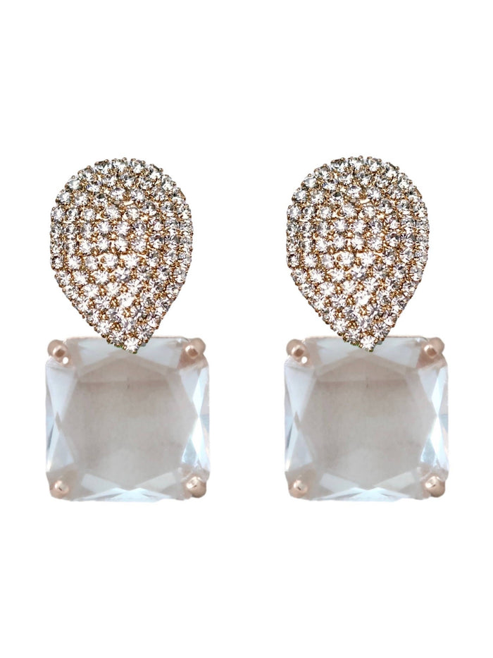 Clear Crystal Retro Pave Crystal Gum Drop Statement Earrings