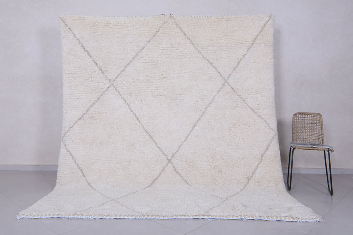 Cream Moroccan beni ourain rug with subtle diamond pattern - Custom rug