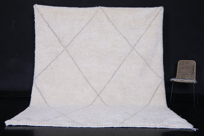 Cream Moroccan beni ourain rug with subtle diamond pattern - Custom rug