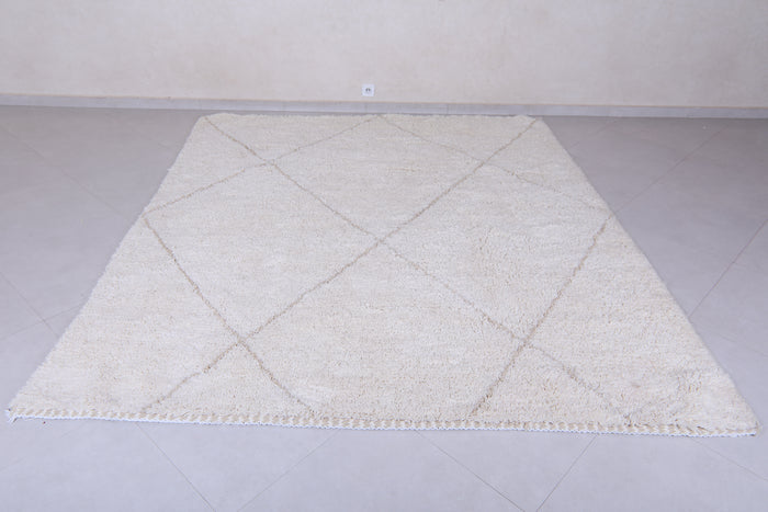 Cream Moroccan beni ourain rug with subtle diamond pattern - Custom rug