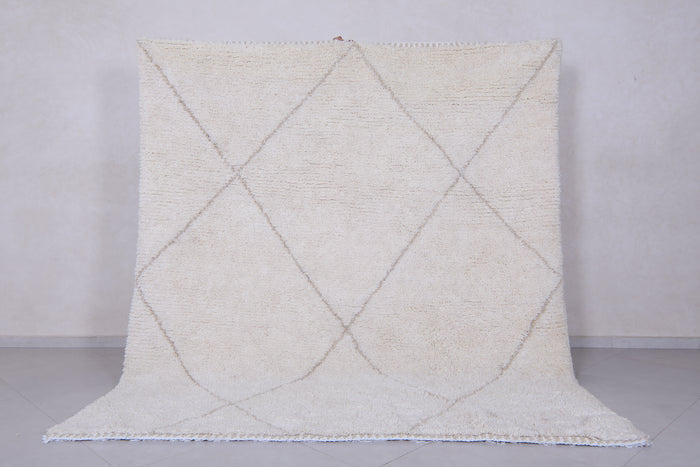 Cream Moroccan beni ourain rug with subtle diamond pattern - Custom rug