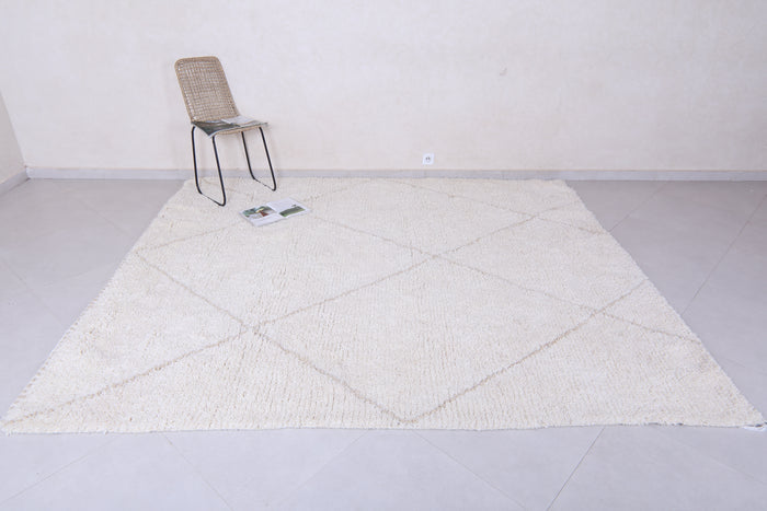 Cream Moroccan beni ourain rug with subtle diamond pattern - Custom rug