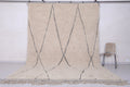 Custom beni ourain Moroccan rug - beige wool with black diamond pattern