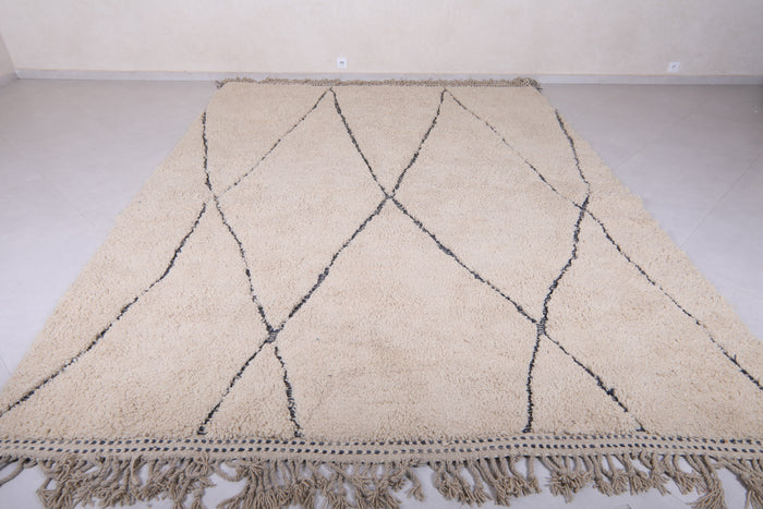Custom beni ourain Moroccan rug - beige wool with black diamond pattern