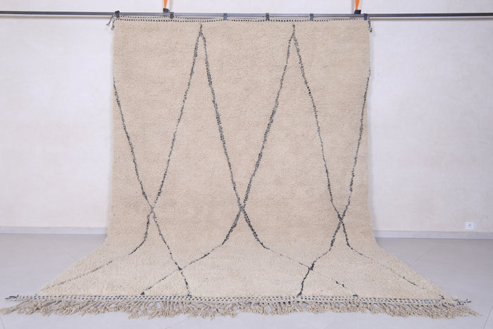 Custom beni ourain Moroccan rug - beige wool with black diamond pattern