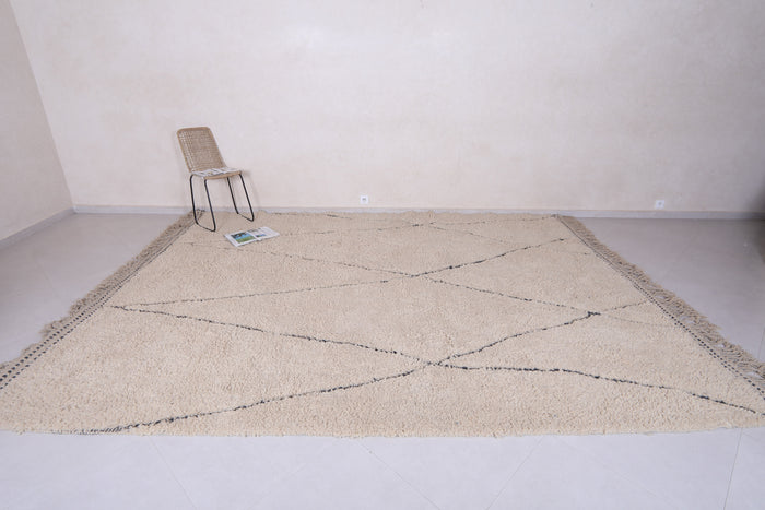 Custom beni ourain Moroccan rug - beige wool with black diamond pattern