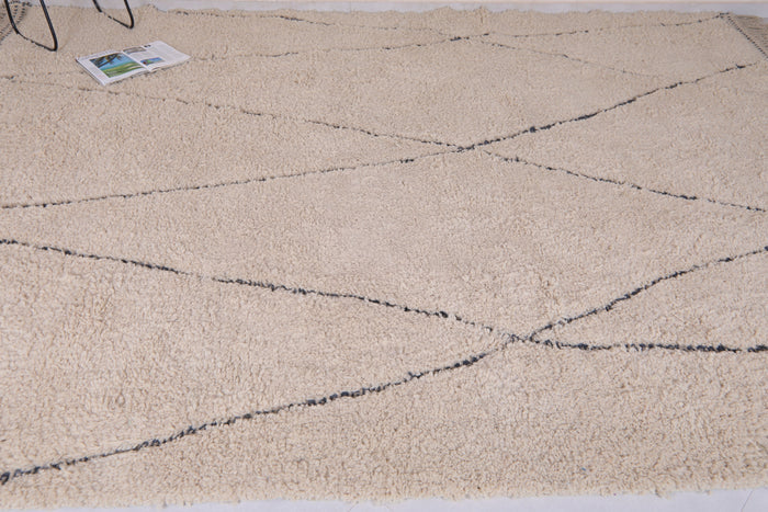 Custom beni ourain Moroccan rug - beige wool with black diamond pattern