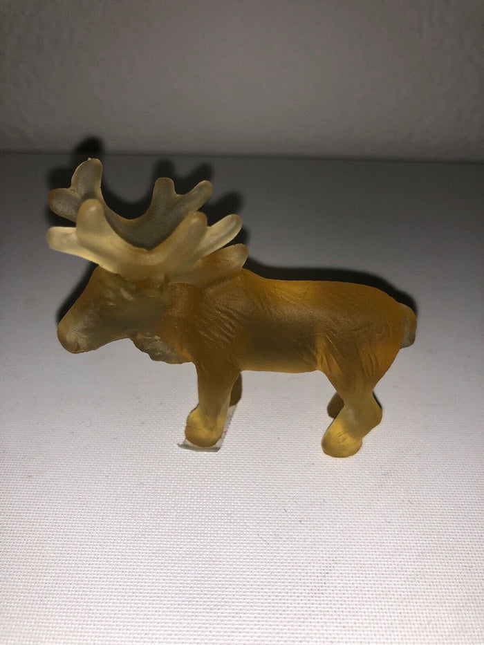 DAUM France Pate De Verre Art Glass Reindeer Amber