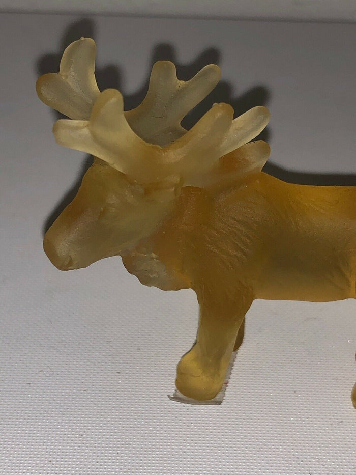 DAUM France Pate De Verre Art Glass Reindeer Amber