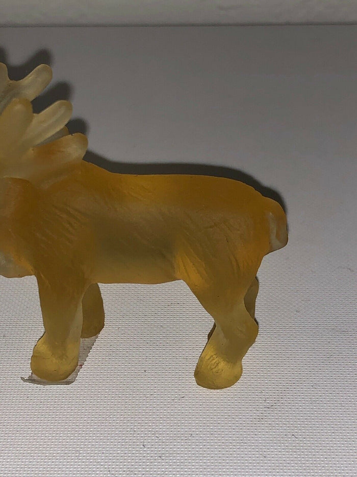 DAUM France Pate De Verre Art Glass Reindeer Amber