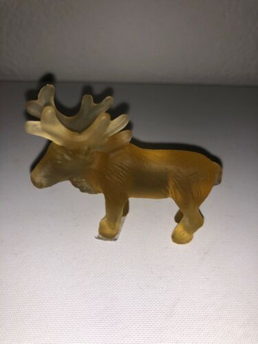 DAUM France Pate De Verre Art Glass Reindeer Amber