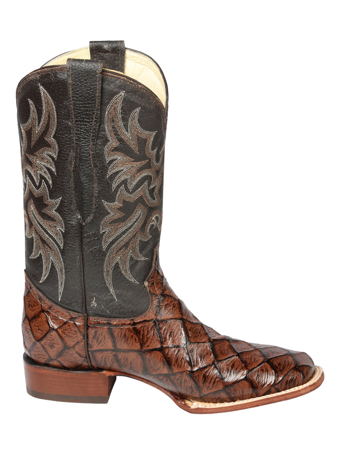 El General Men’s Rodeo Leather Boot - Monster Fish Imitation Leather - Brown
