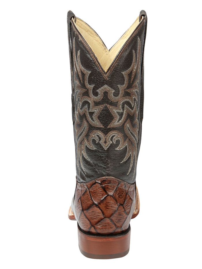 El General Men’s Rodeo Leather Boot - Monster Fish Imitation Leather - Brown