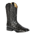 Black cowboy boot with intricate design