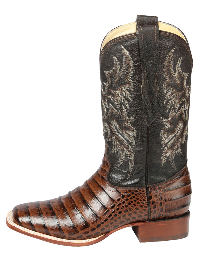 El Señor de los Cielos Men’s Rodeo Boot - Imitation Caiman Belly  Leather - Brown