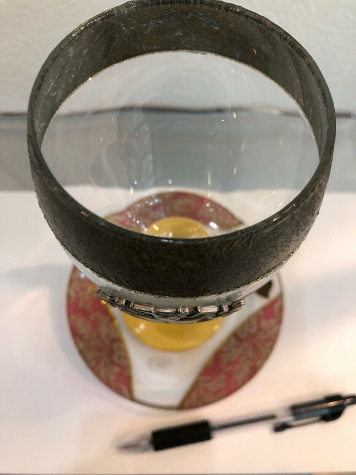 Elegant Glass Unique Kiddush Cup Wine Shabbat Jewish