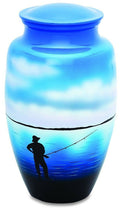 Fisherman Fishing 210 Cubic Inches Large/Adult Funeral Cremation Urn for Ashes