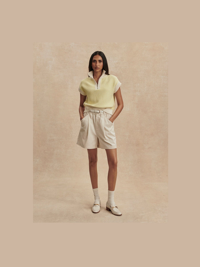 Fowley Knit Top - Snow White/ Limeade