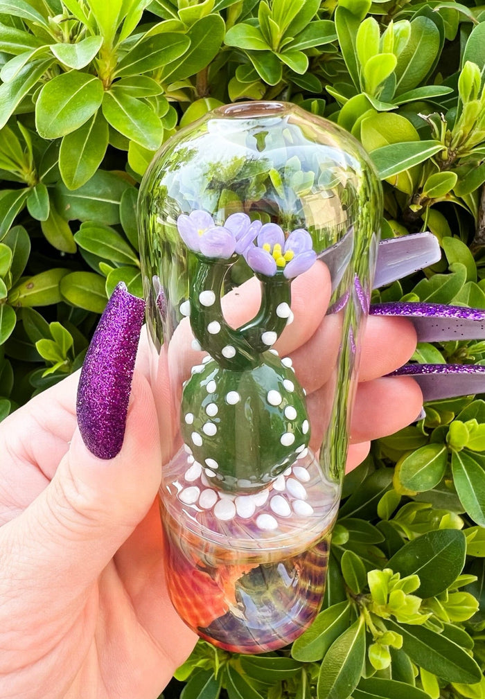 Fumed Cactus Glass Hand Pipe