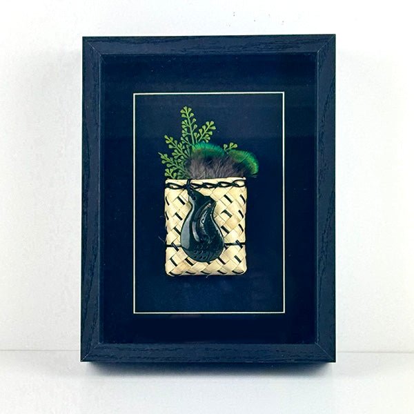 Genuine NZ Greenstone Textured Fish Hook Framed Wall Art - ShopNZ