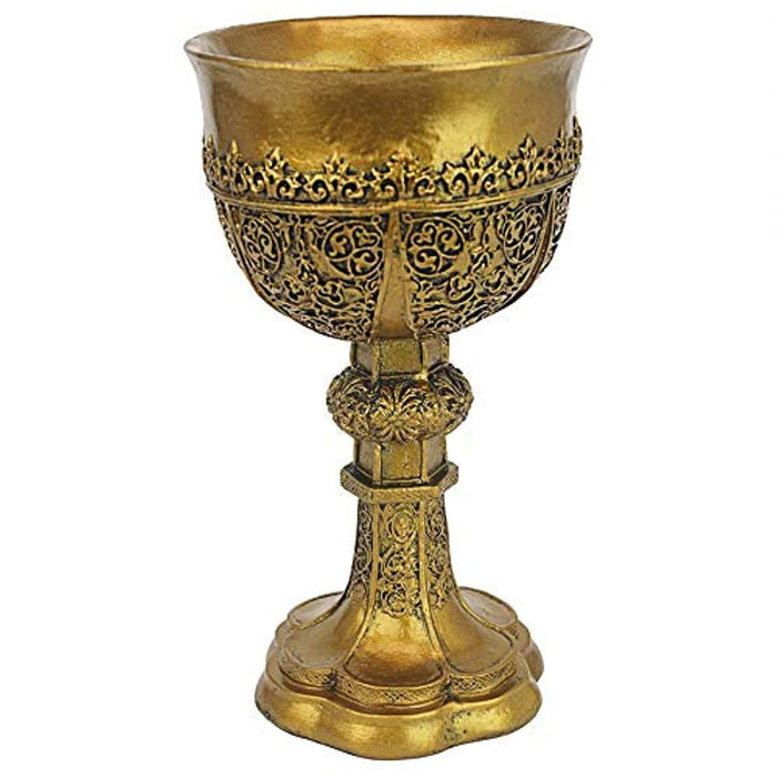 Golden Chalice of King Arthur Medieval Decor Gothic Goblet Sculpture - EK CHIC HOME