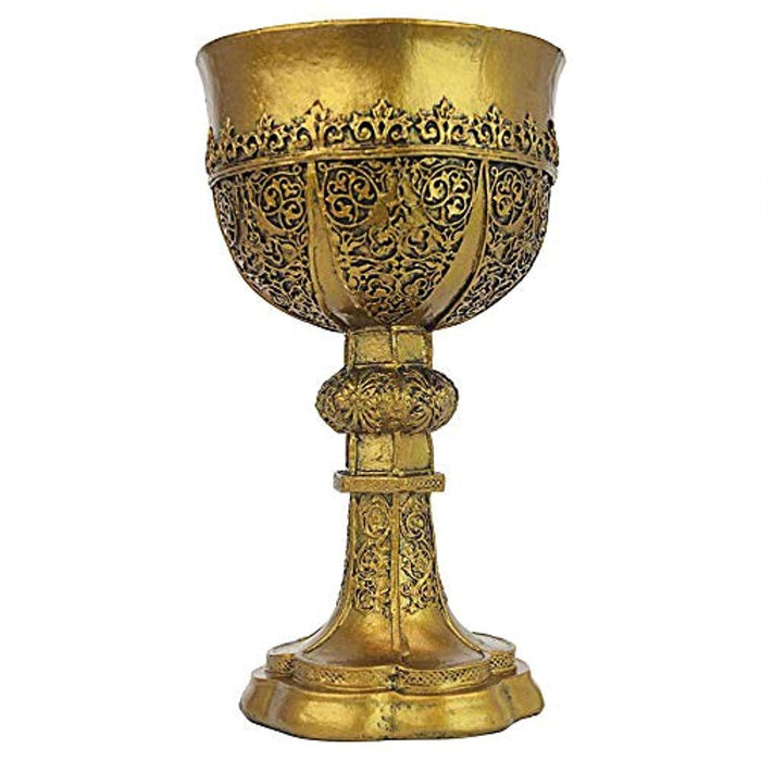 Golden Chalice of King Arthur Medieval Decor Gothic Goblet Sculpture - EK CHIC HOME