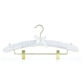 HANGERWORLD White 17inch Satin Padded Coat Clothes Hangers with Clips for Skirts Pants Wedding Garments
