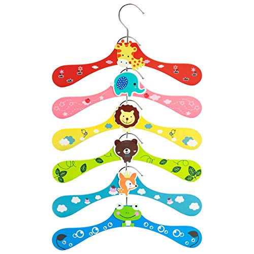 Harbour Housewares Cartoon Wooden Children's Coat/Clothes Hangers - Set of 6