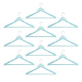 Harbour Housewares Wooden Coat/Clothes Hangers - Trouser Bar & Notches - Pastel Blue - Pack of 10