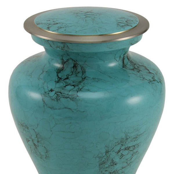 Large Funeral Cremation Urn for ashes, 200 Cubic Inches - Glenwood Blue Marble