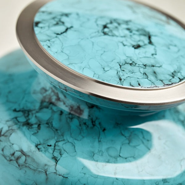 Large Funeral Cremation Urn for ashes, 200 Cubic Inches - Glenwood Blue Marble